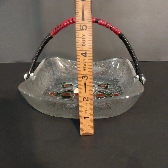 Walther Glass Crystal Dish With Handle Bowl Basket West Germany Vintage - Picture 5 of 6